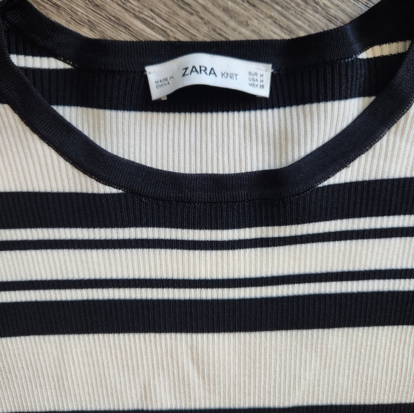 Zara Knit Striped Sweater Top Size Medium - Picture 2 of 4